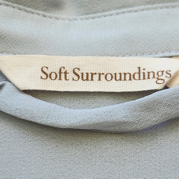 Soft Surroundings Ibiza Maxi Shirt Dress Women's Extra Small Blue Embroidered - Picture 4 of 15